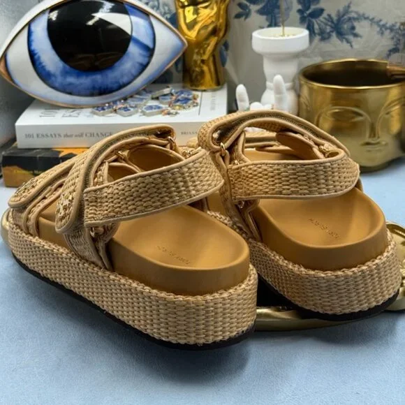 🆕 TORY BURCH 🧿 NWOB Kira Sport Sandal, Havana Sand Natural Raffia - Sz US 8.5 - Picture 11 of 15